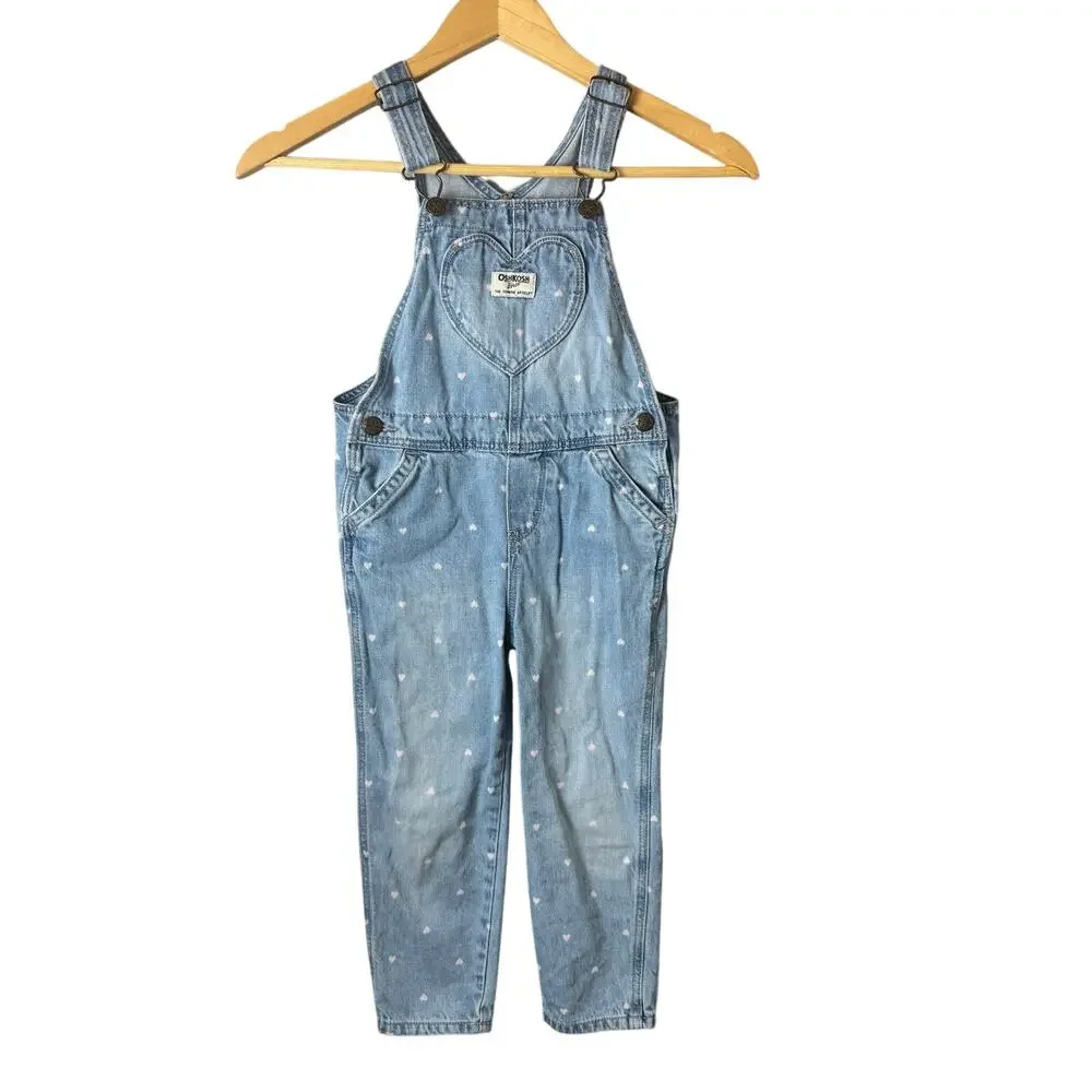 Oshkosh Overalls Denim Hearts Girls Size 4